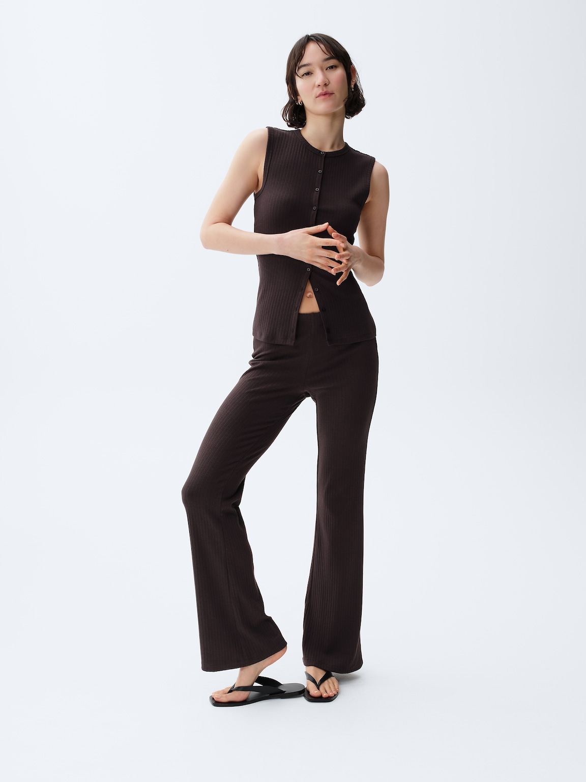 Modern Wide Rib Button-Front Top