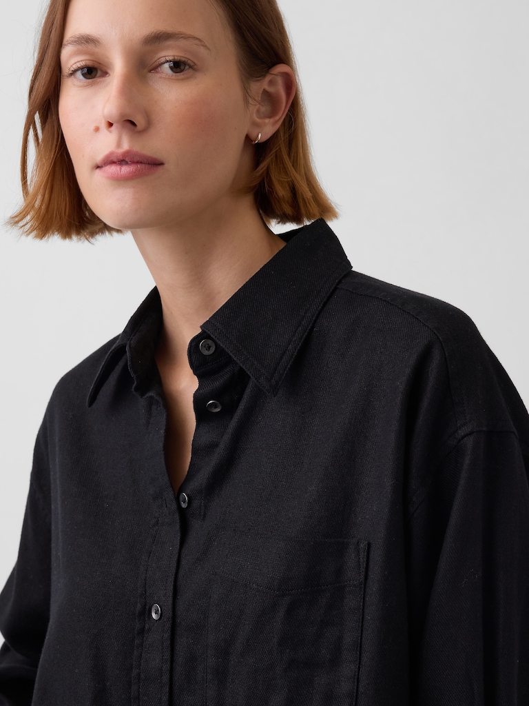 Linen-Cotton Oversized Shirt