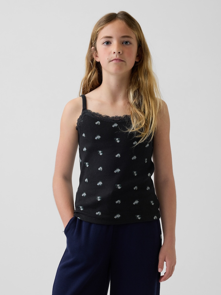 Kids Waffle Lace-Trim Cami