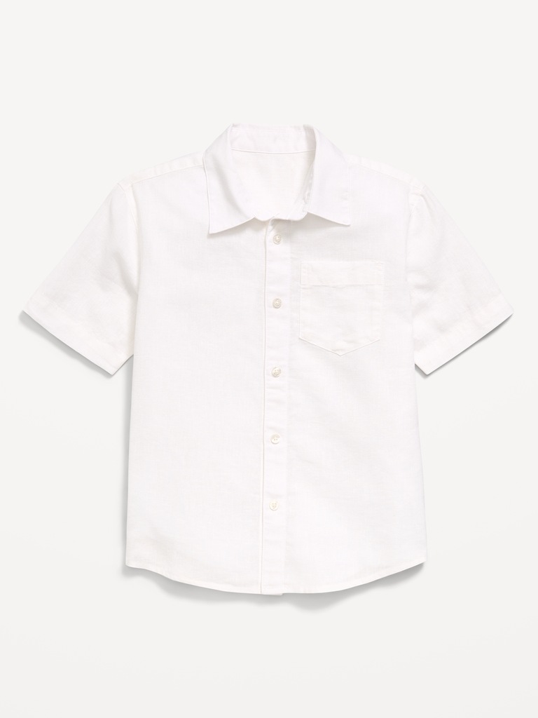 Short-Sleeve Linen-Blend Pocket Shirt for Boys