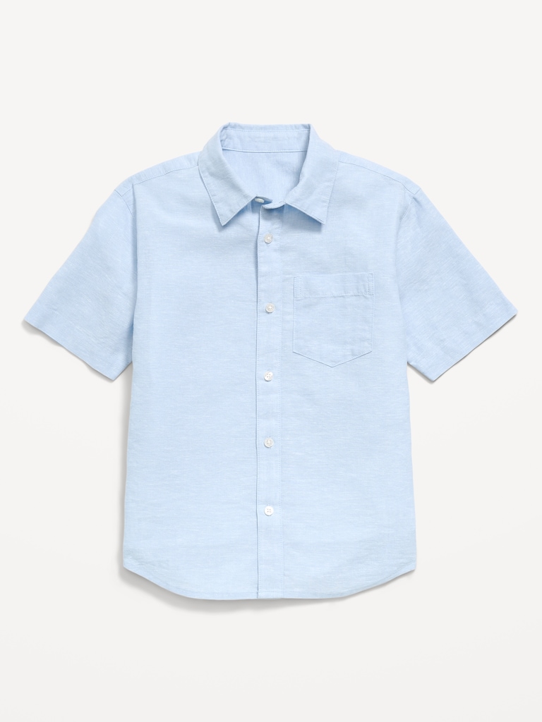 Short-Sleeve Linen-Blend Pocket Shirt for Boys