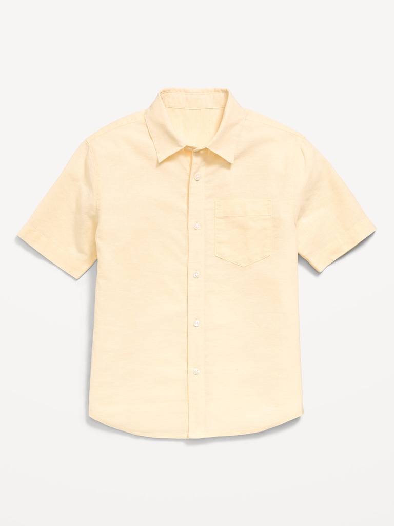 Short-Sleeve Linen-Blend Pocket Shirt for Boys