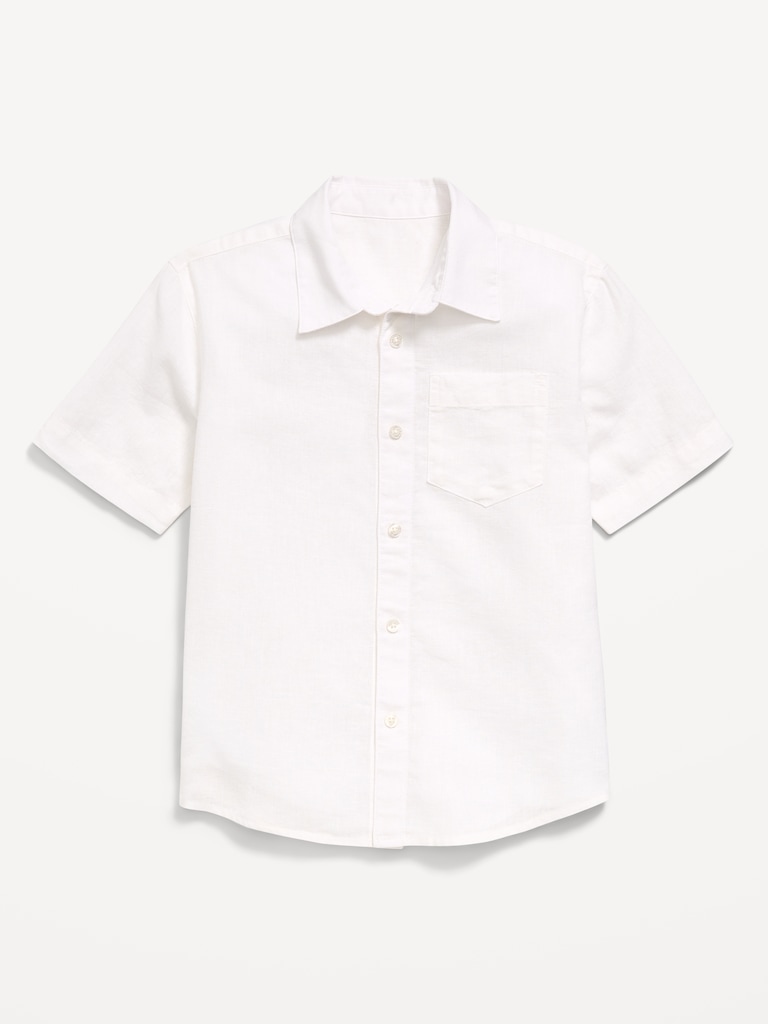 Short-Sleeve Linen-Blend Pocket Shirt for Boys