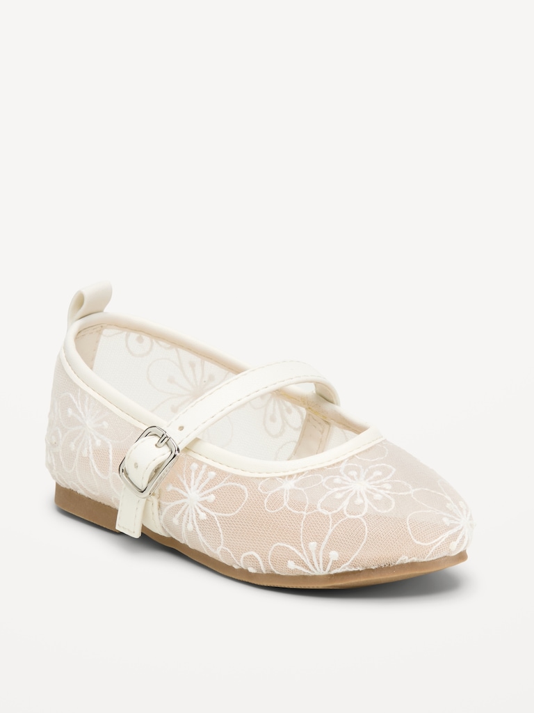 Mesh Floral Ballet Flats for Toddler Girls