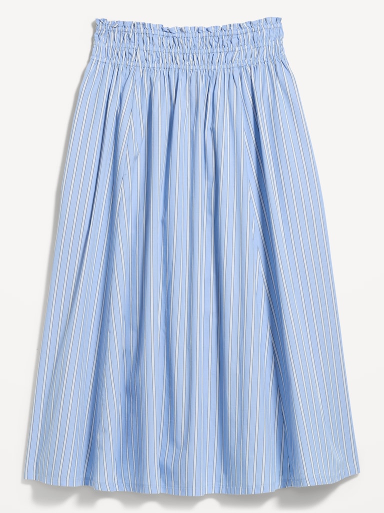 Smocked-Waist Midi Skirt