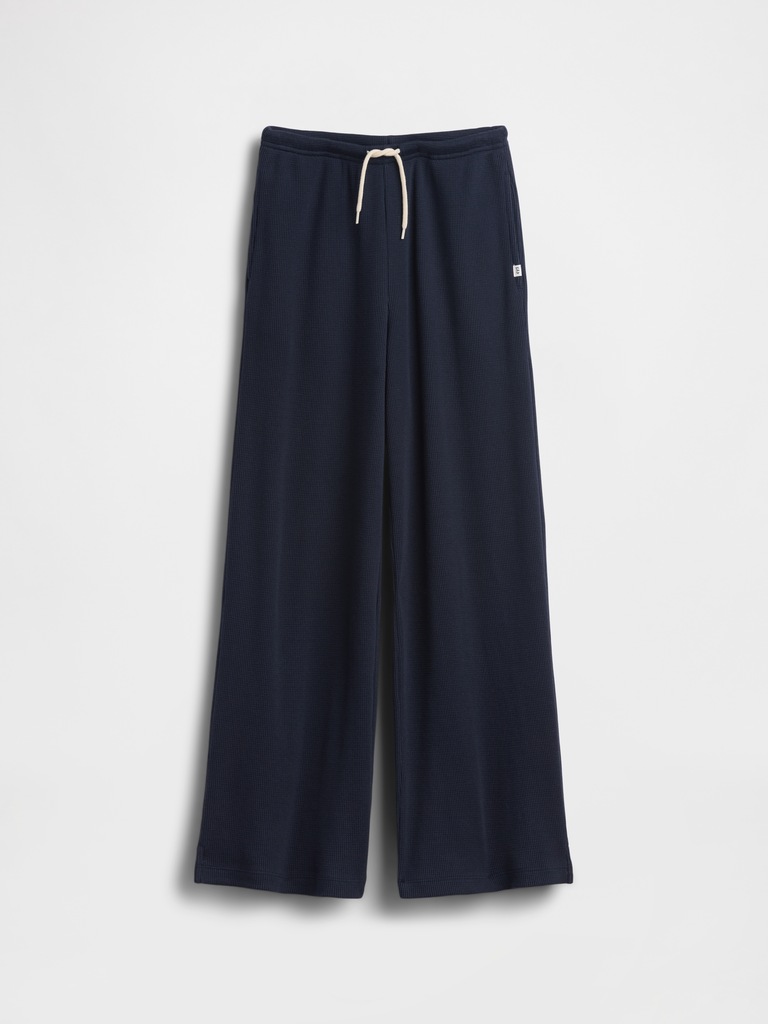 Kids Waffle Relaxed Easy Wide-Leg Pants