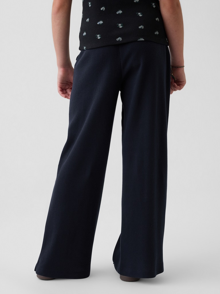 Kids Waffle Relaxed Easy Wide-Leg Pants