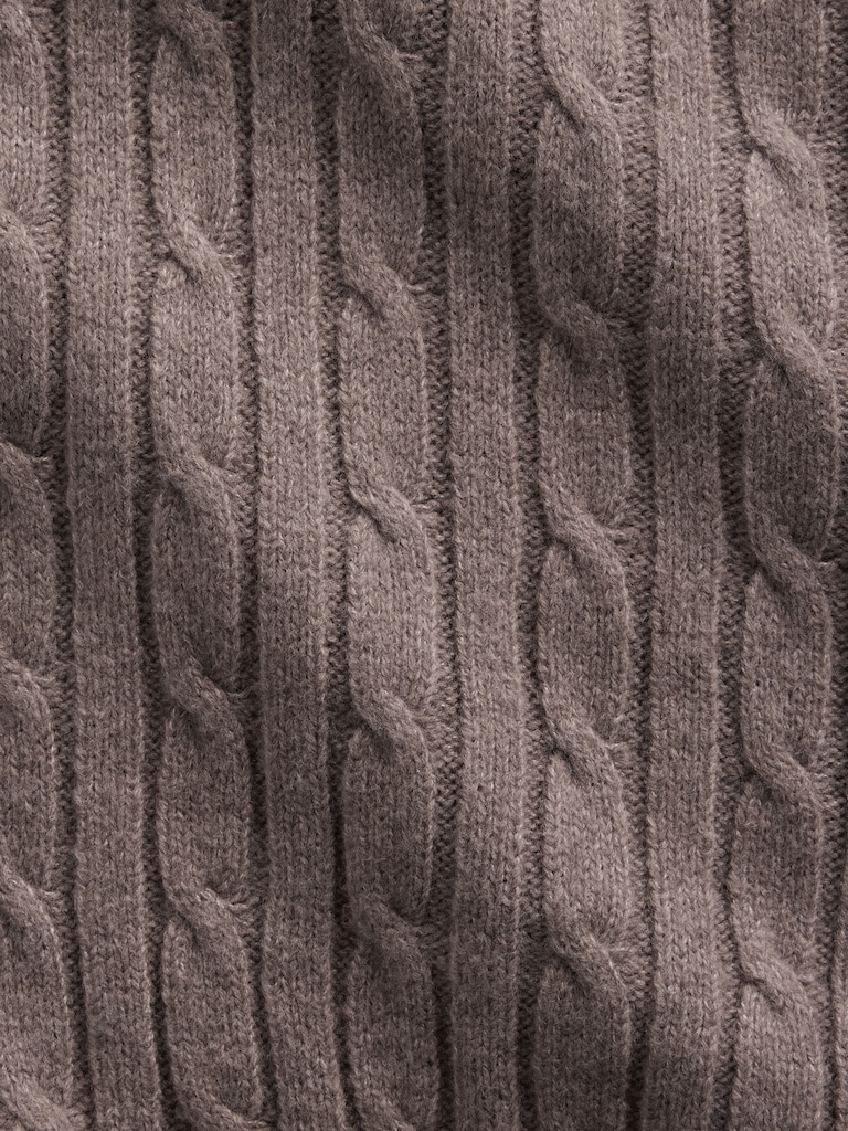 CashSoft Relaxed Cable-Knit Hoodie