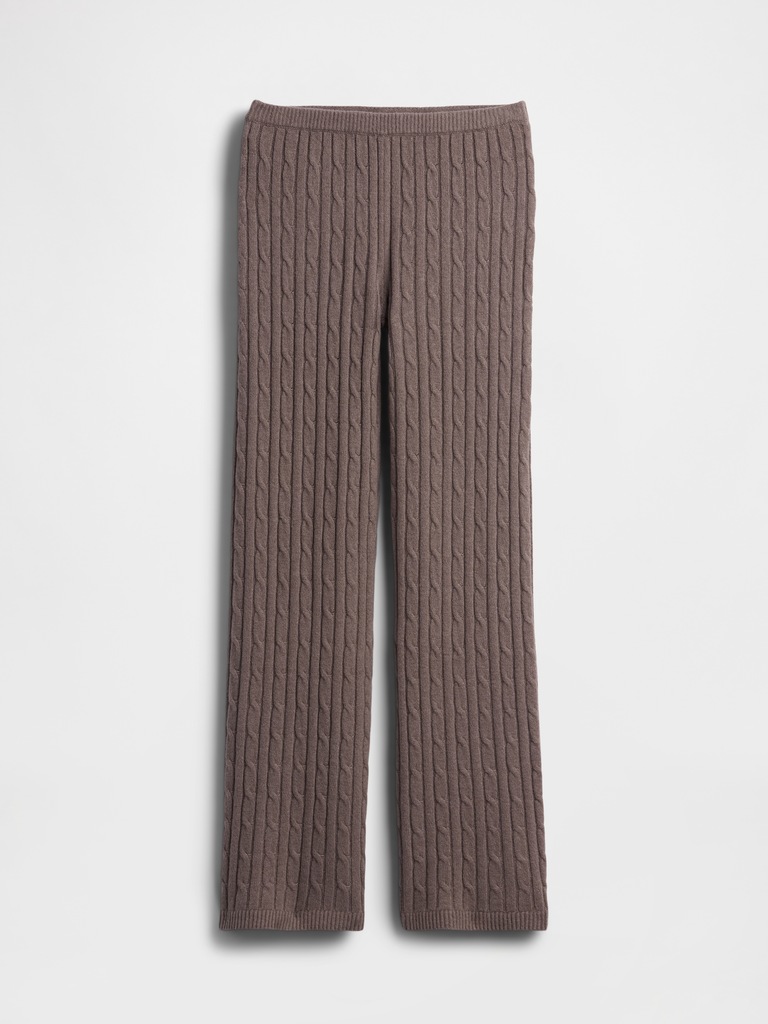 CashSoft Cable-Knit Sweater Pants