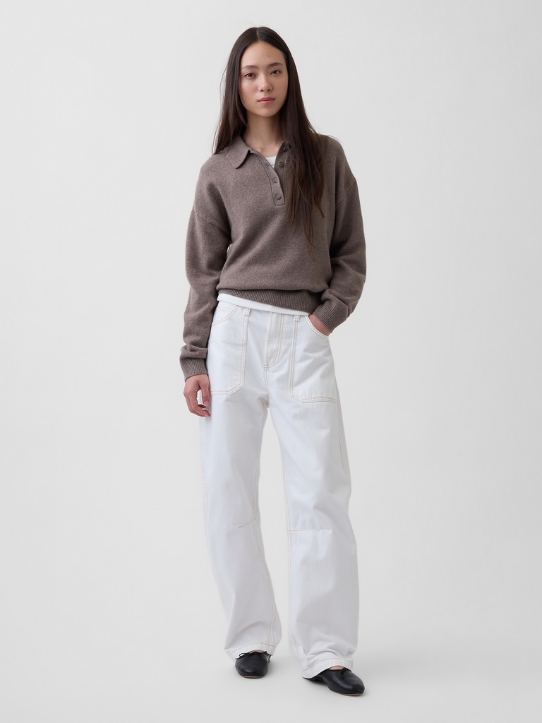 CashSoft Relaxed Polo Sweater