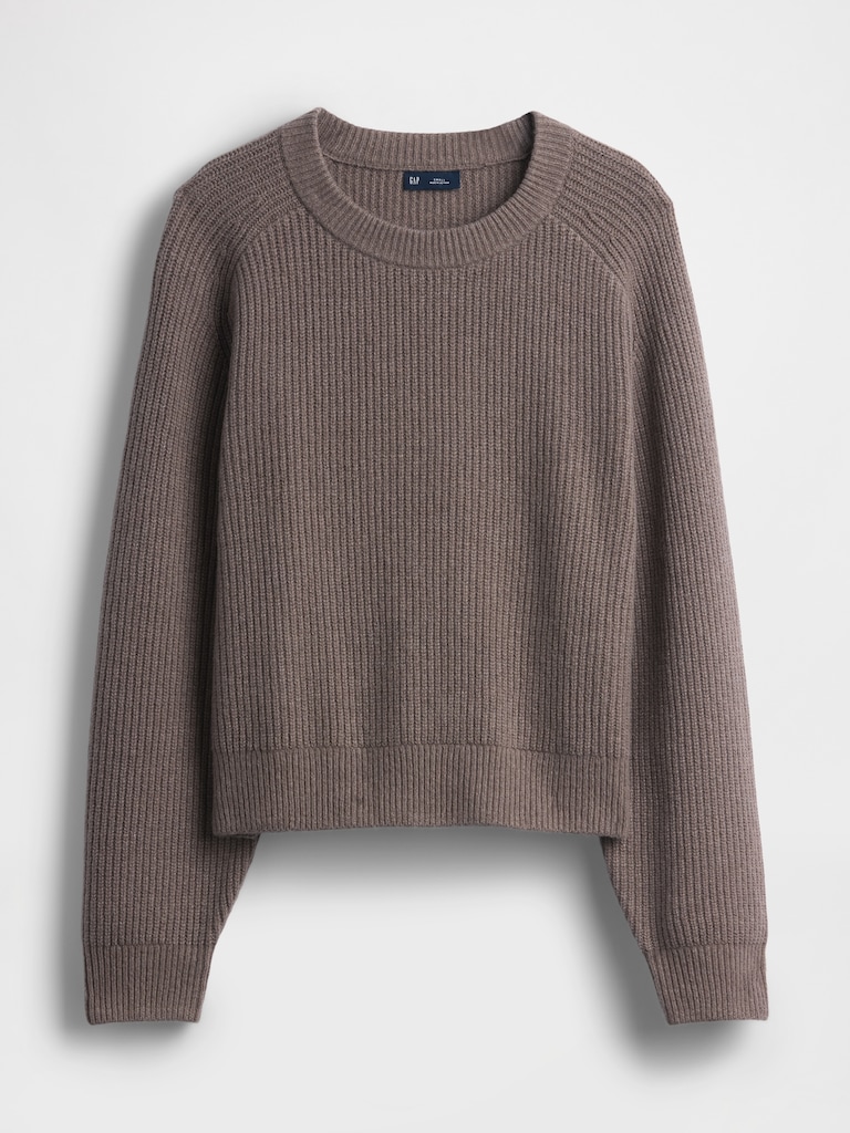 CashSoft Relaxed Shaker-Stitch Sweater