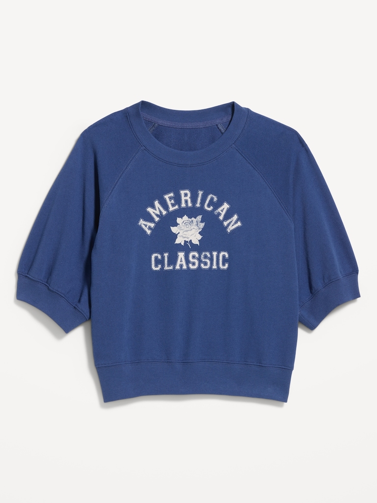 Short-Sleeve Cropped Raglan Sweatshirt