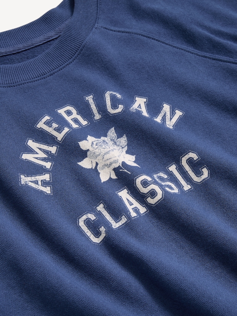 Short-Sleeve Cropped Raglan Sweatshirt