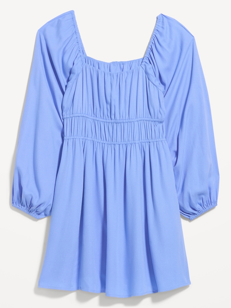 Long-Sleeve Square-Neck Mini Dress