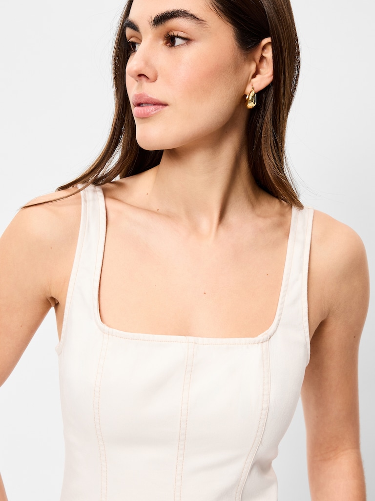 Fit & Flare Sleeveless Denim Midi Dress