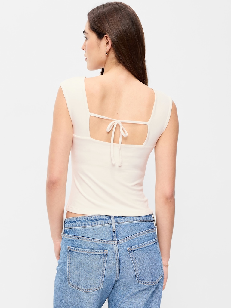Cap-Sleeve Tie-Back Top