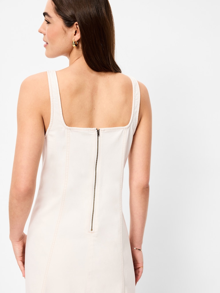 Fit & Flare Sleeveless Denim Midi Dress