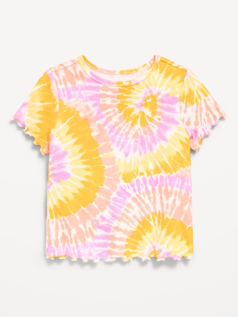 Printed Short-Sleeve Ribbed T-Shirt for Toddler Girls