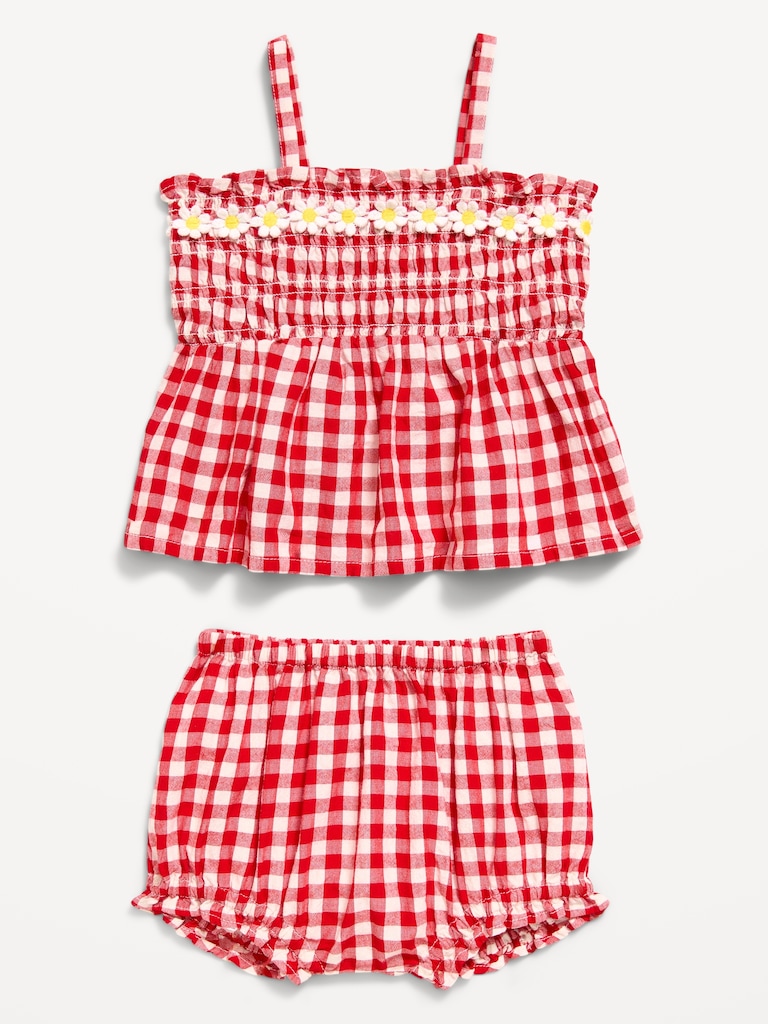 Sleeveless Smocked Peplum Top and Shorts Set for Baby