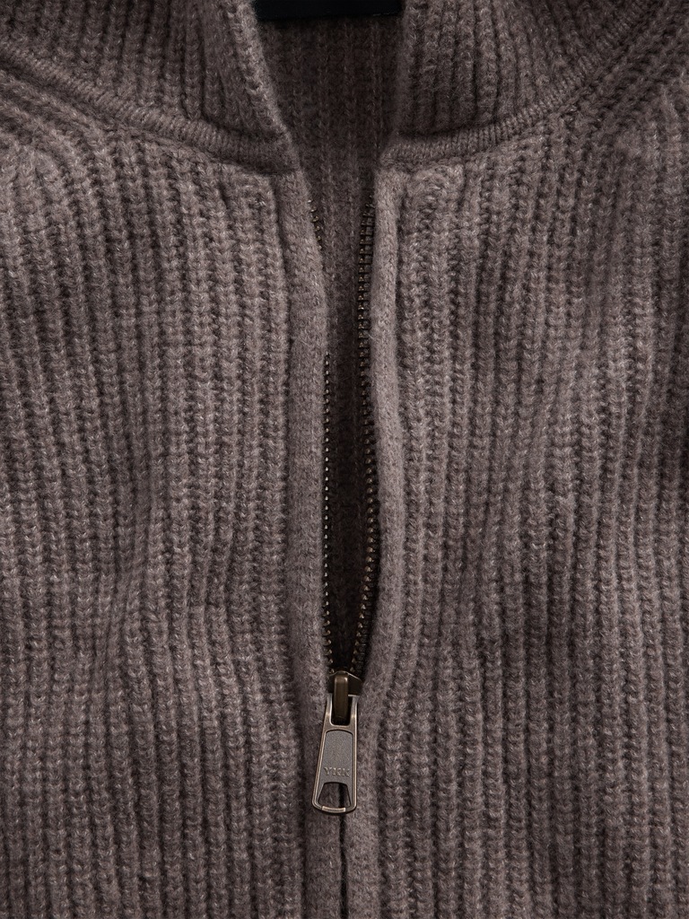 CashSoft Oversized Shaker-Stitch Zip Hoodie