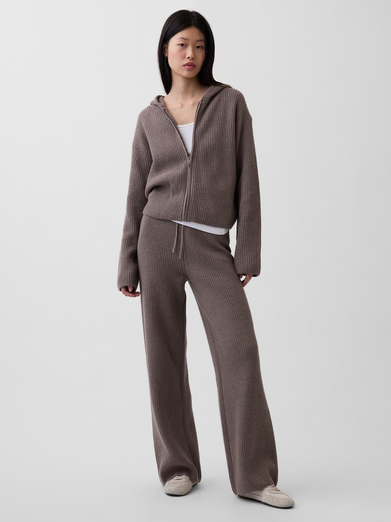 CashSoft Oversized Shaker-Stitch Zip Hoodie