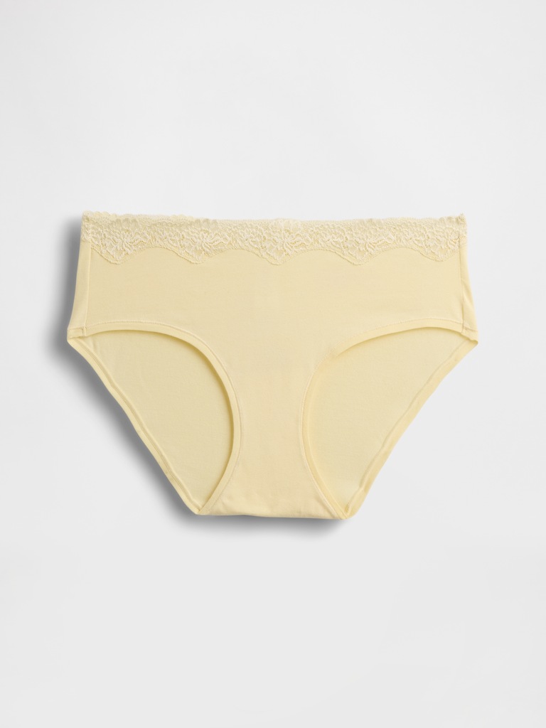 Organic Stretch Cotton Lace-Trim Hipster