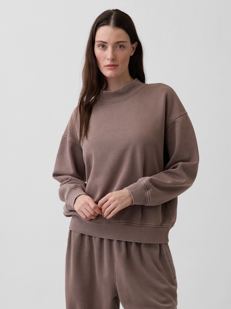 VintageSoft Oversized Mockneck Tunic Sweatshirt