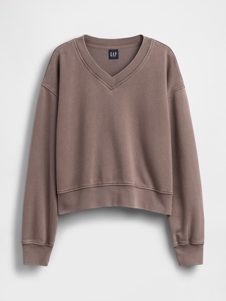 VintageSoft Oversized V-Neck Sweatshirt