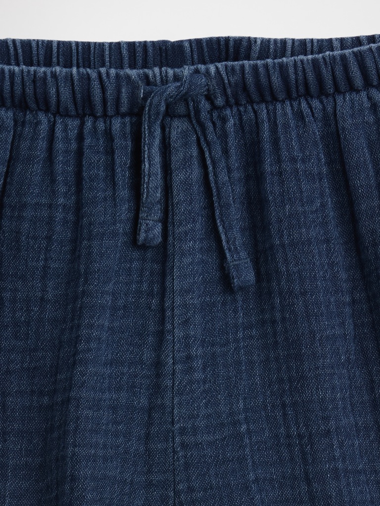 Kids Cotton Gauze Denim Easy Ruffle Shorts