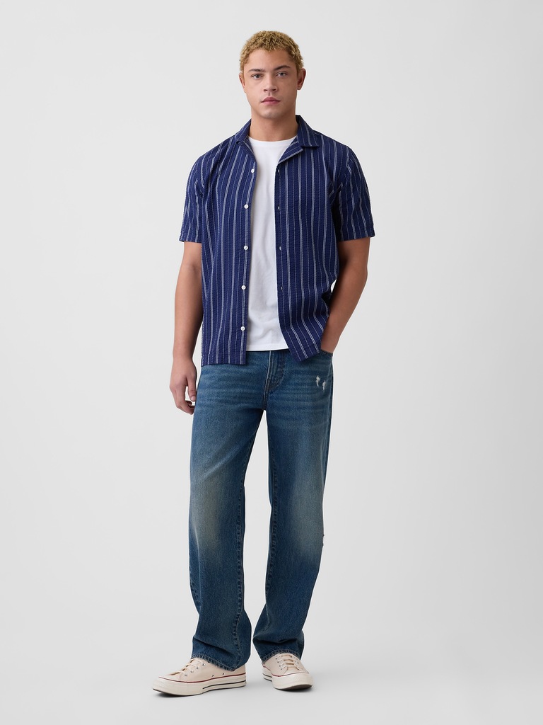 Seersucker Vacay Shirt in Standard Fit