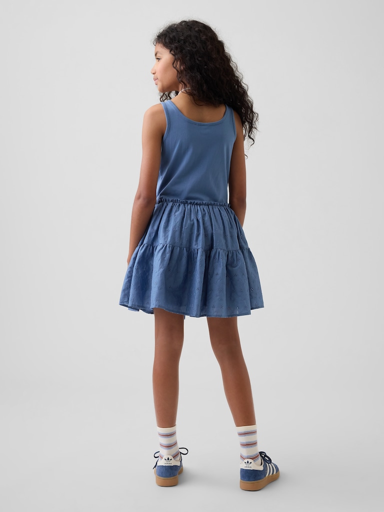 Kids Mixed Media Tiered Tank Dress