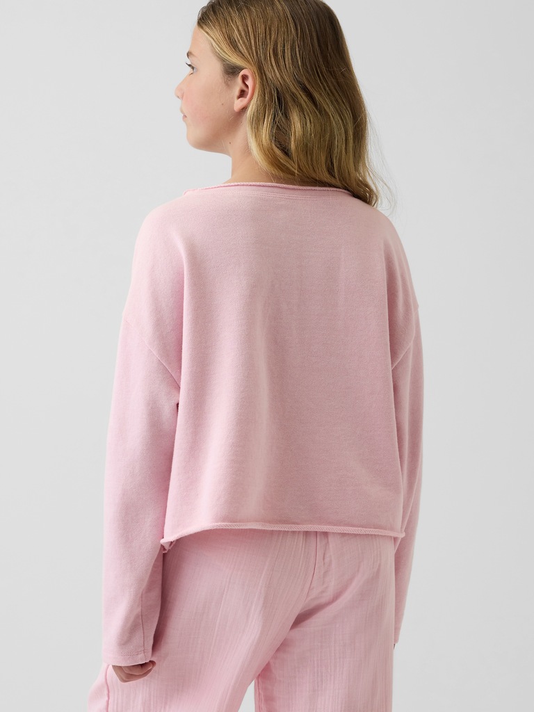 Kids French Terry Wide-Neck Logo Sweatshirt