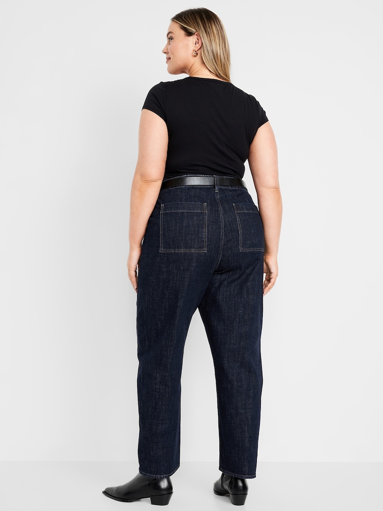 High-Waisted Barrel Ankle Jeans