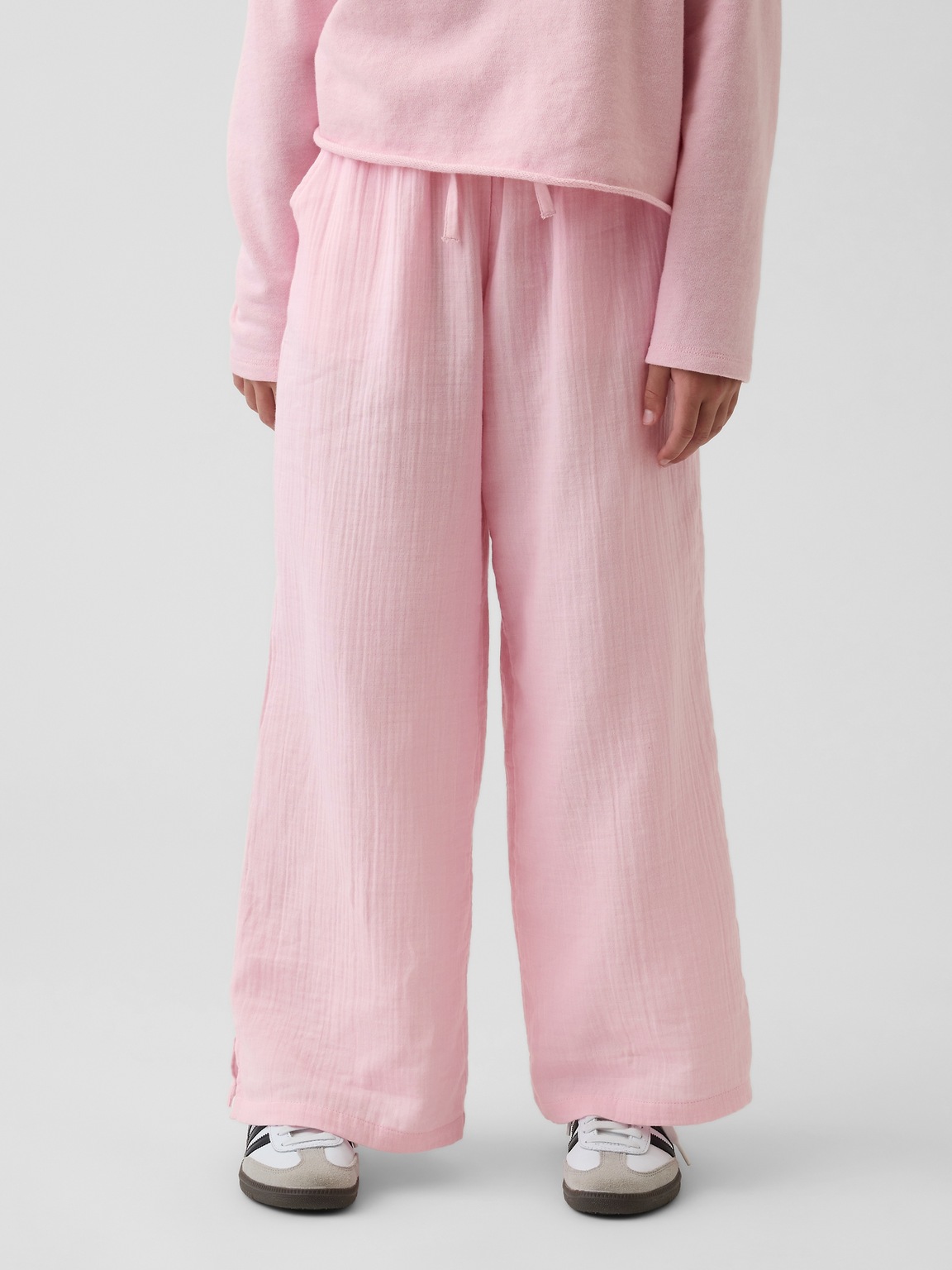 Kids Cotton Gauze Wide-Leg Pants
