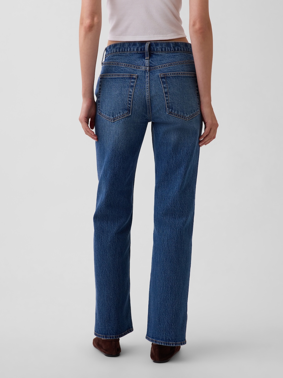 Mid Rise Split-Hem Relaxed Straight Jeans