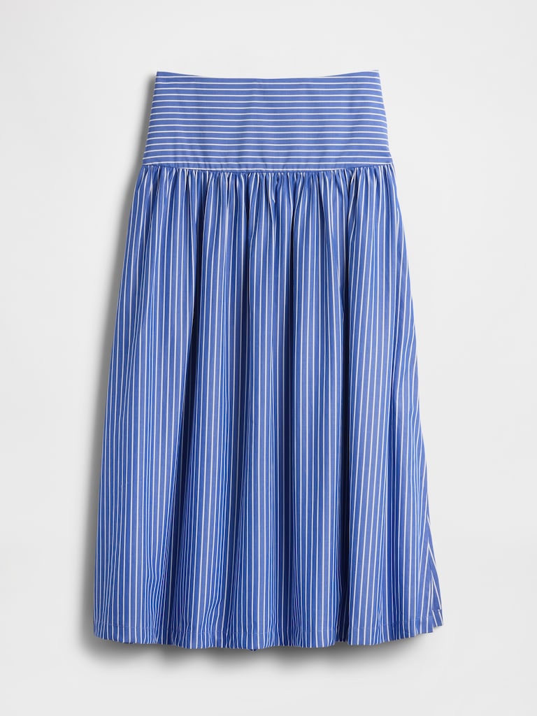 Poplin Drop-Waist Maxi Skirt