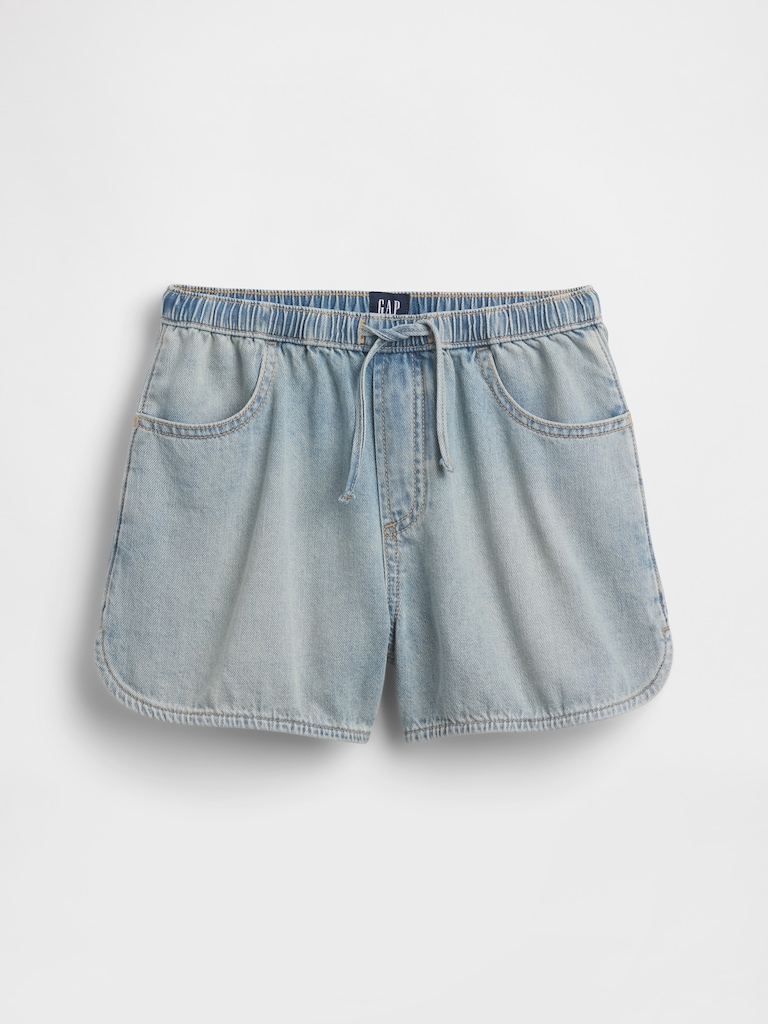 Kids High Rise Denim Easy Shorts