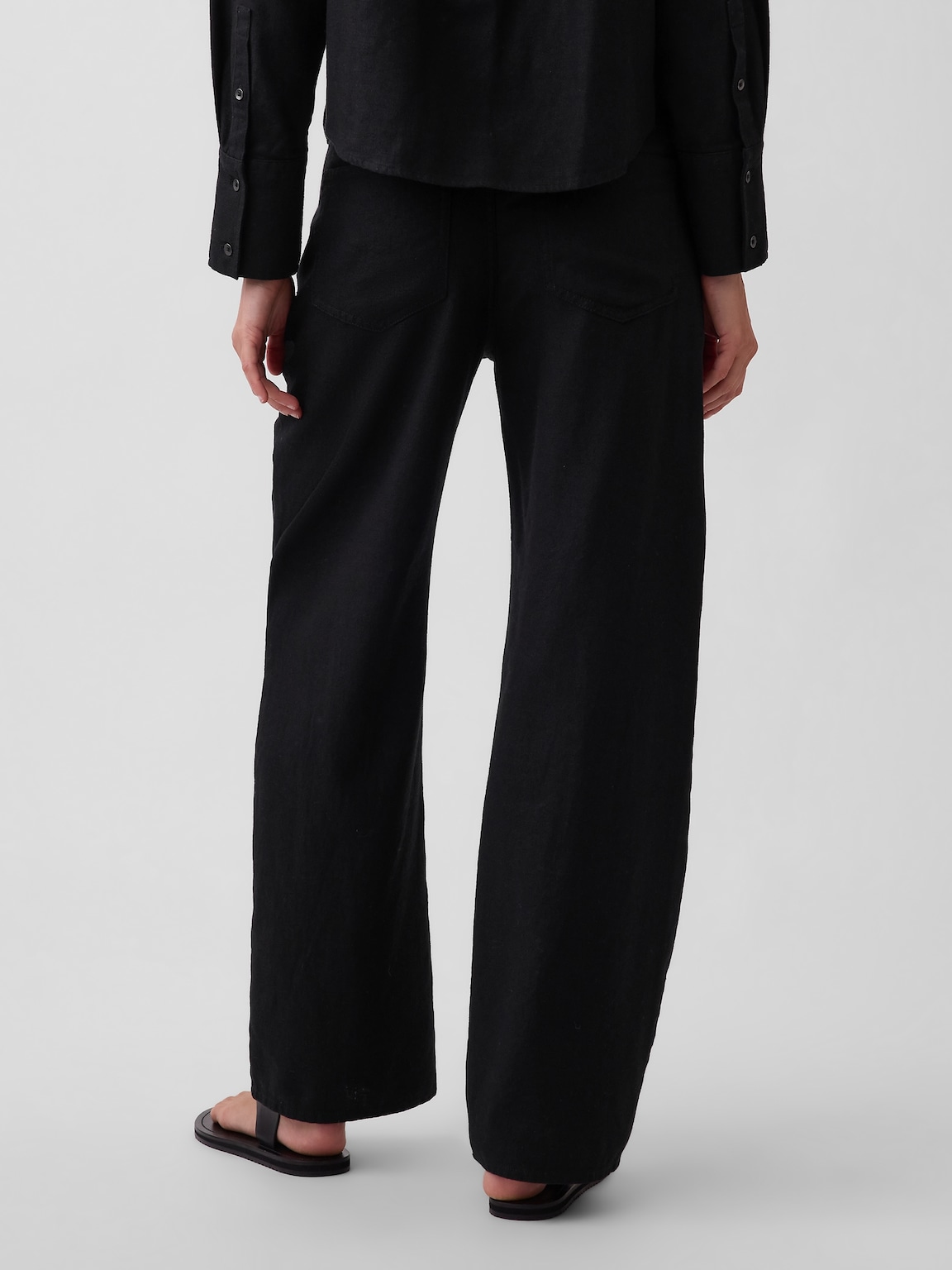 Linen-Cotton Wide-Leg Pants