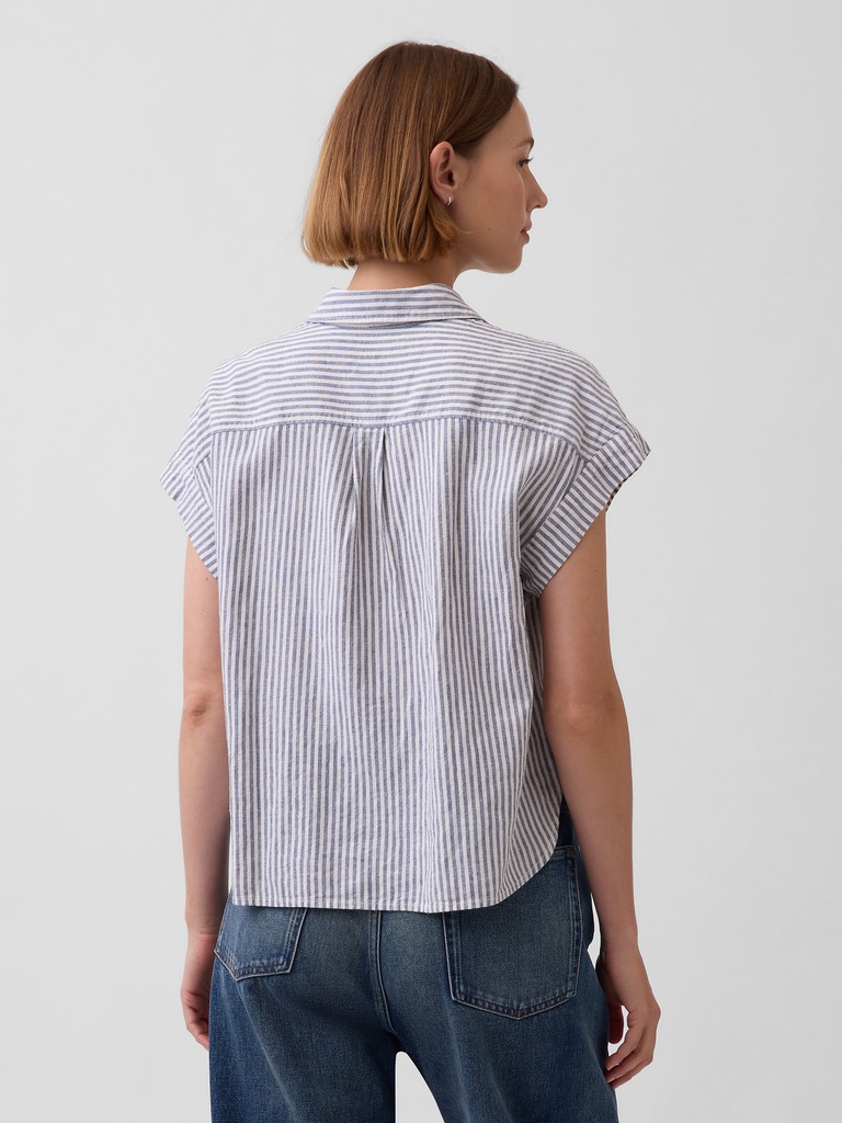 Linen-Blend Oversized Shirt