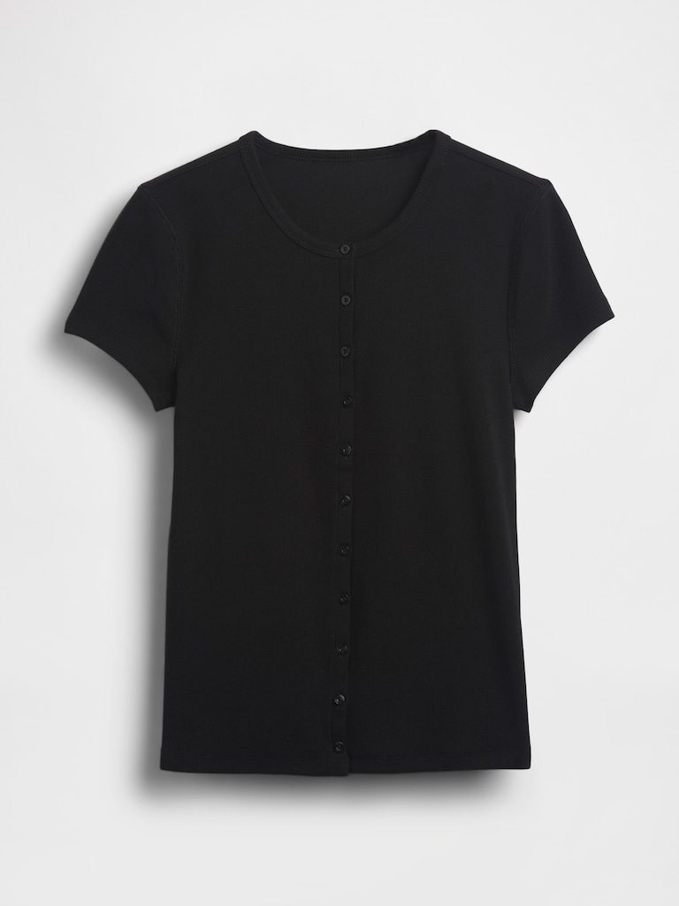 Modern Rib Button-Front Crew T-Shirt