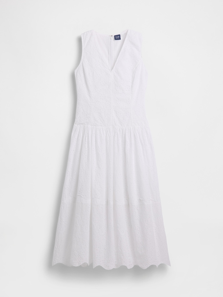 Eyelet Drop-Waist Maxi Dress