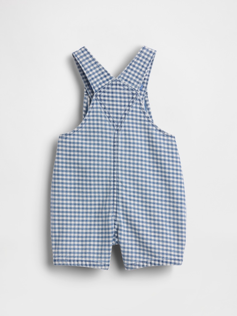 Baby Gingham Denim Bear Pocket Shortalls