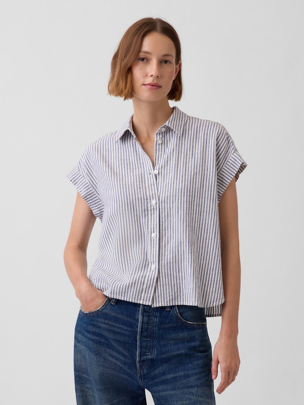 Linen-Blend Oversized Shirt