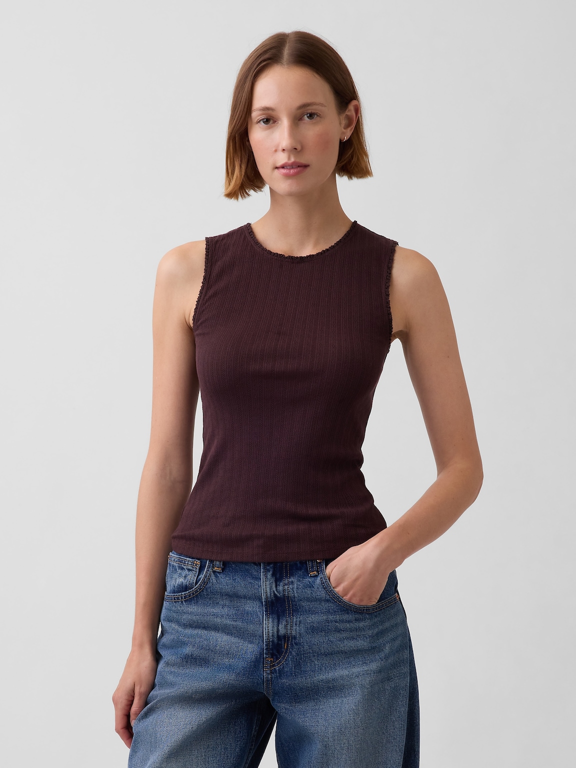 Pointelle Shell Tank Top
