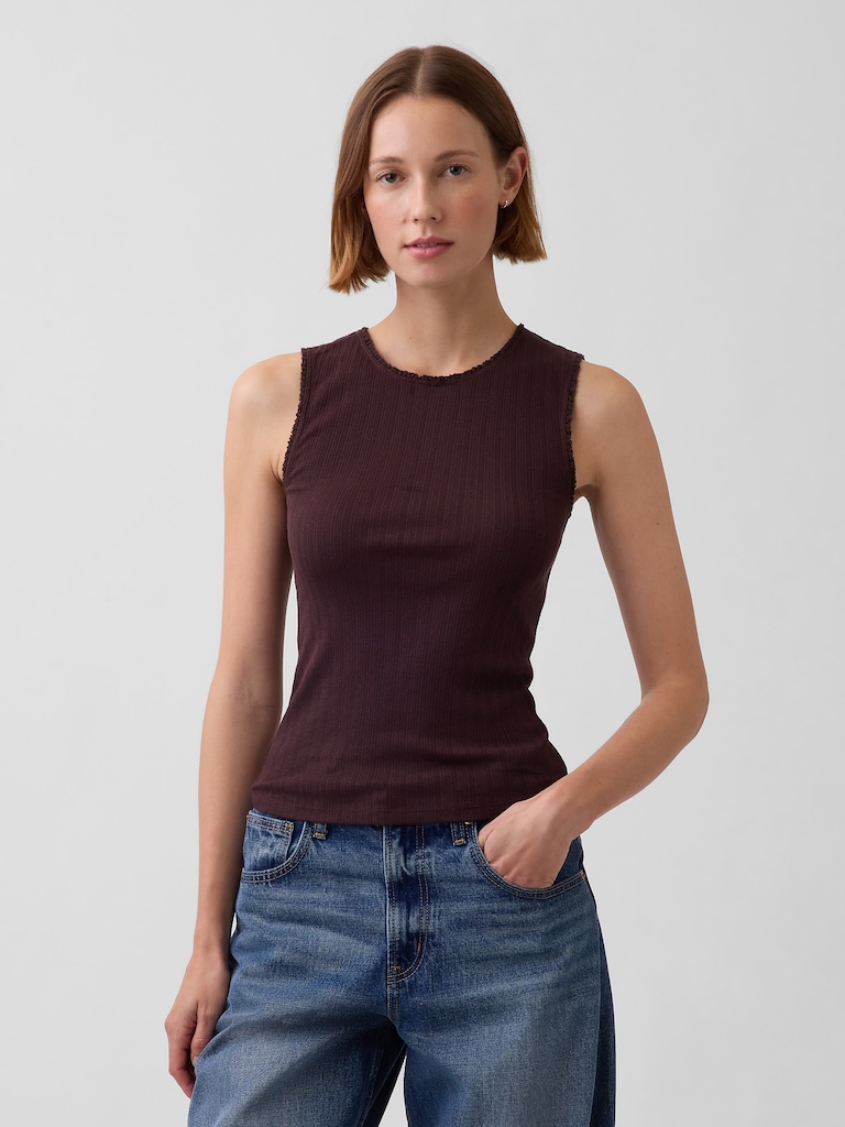 Pointelle Shell Tank Top