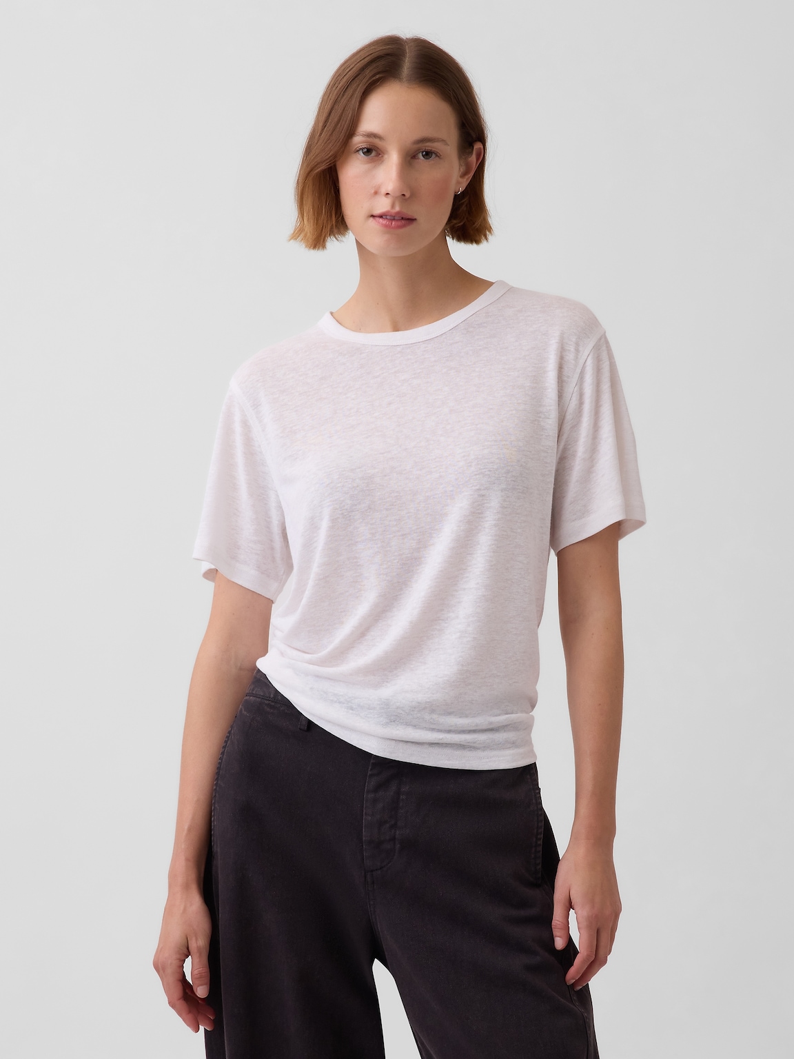Linen-Blend Relaxed T-Shirt