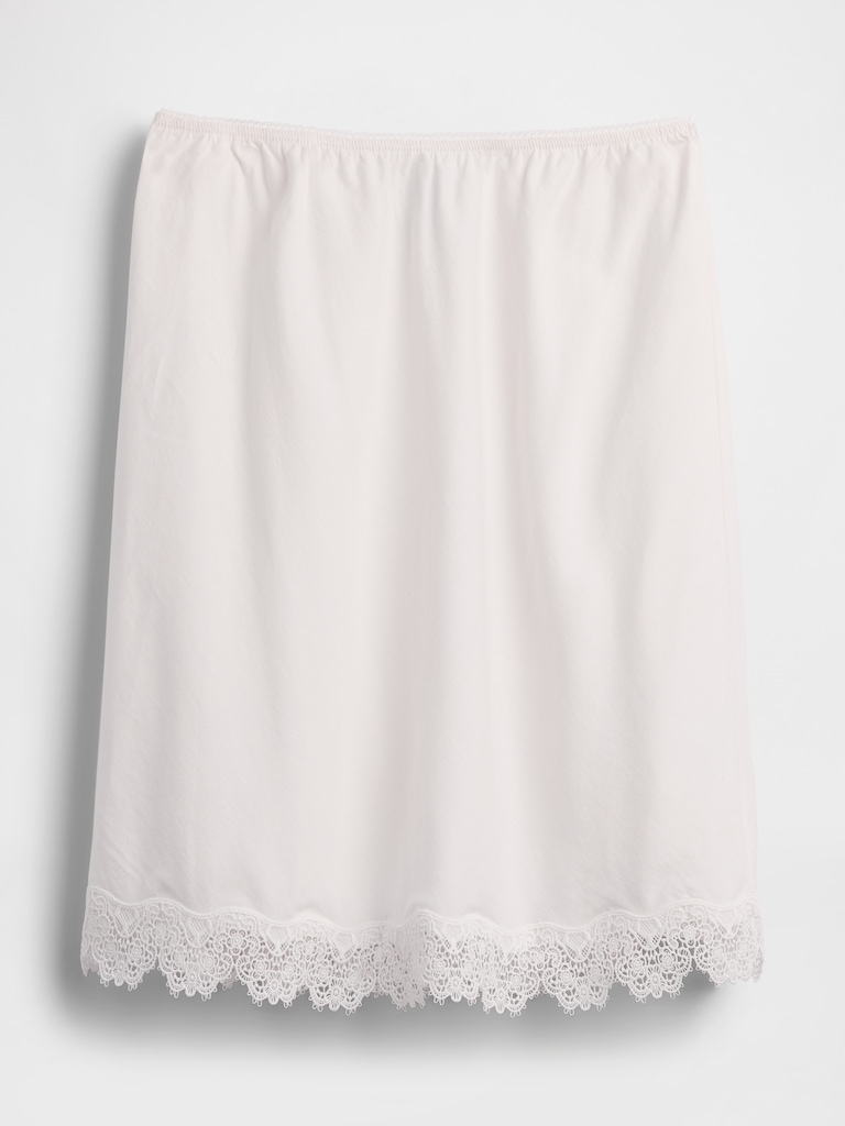 Linen-Blend Lace-Trim Mini Skirt