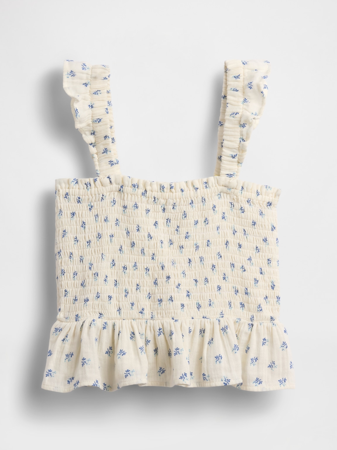 Kids Cotton Gauze Smocked Peplum Top