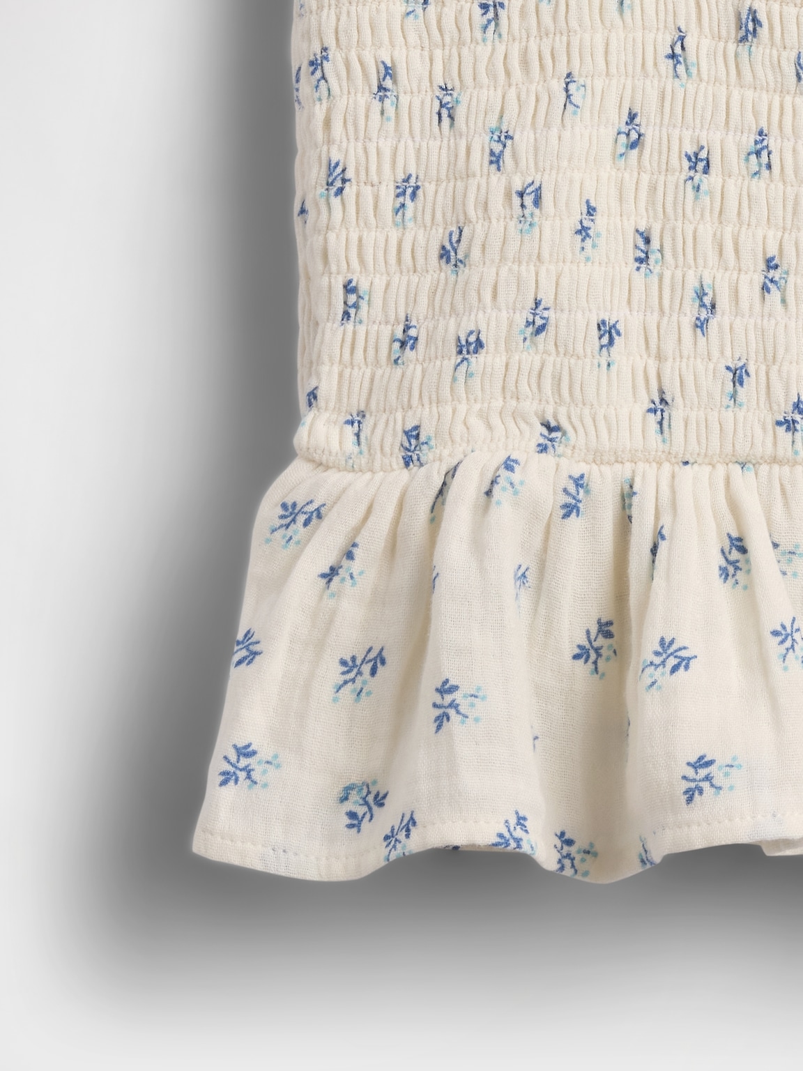 Kids Cotton Gauze Smocked Peplum Top