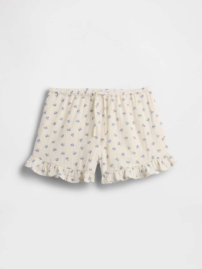 Short confort en gaze de coton à volants pour Enfant
